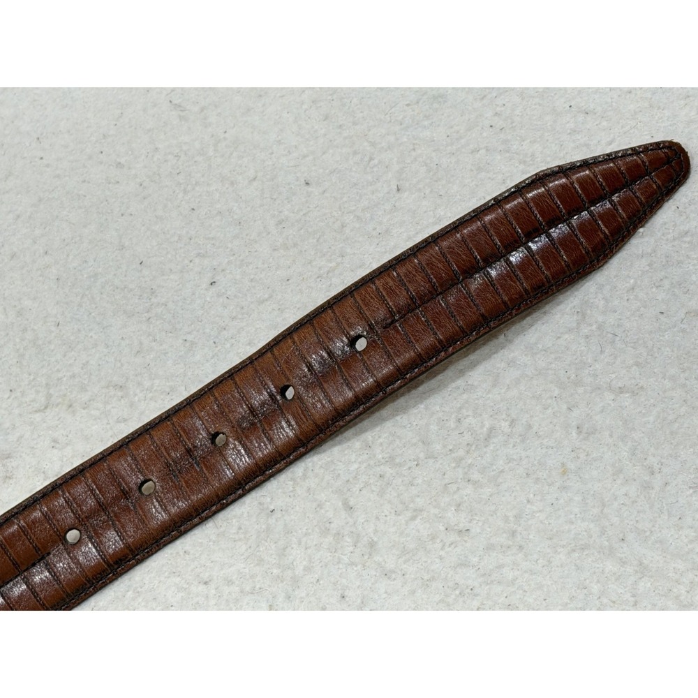 Lejon Calfskin Leather Belt Mens 46 Brown Lizard Grain Western Ranchwear USA - Picture 2 of 16